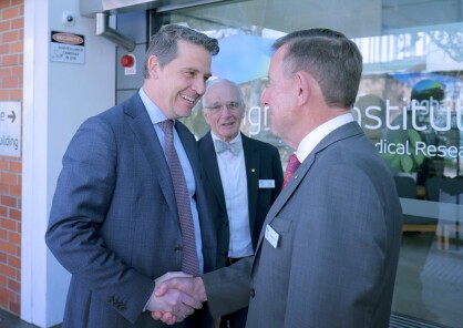 Jim Marsden OAM & the Hon. Ryan Park MP visiting the Ingham Institute for Applied Medical Research.